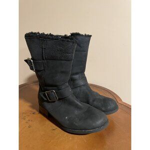 UGG Women's Black Winter Mid Calf Wool Lined Boots Size: 8 (1008214) (F145)
